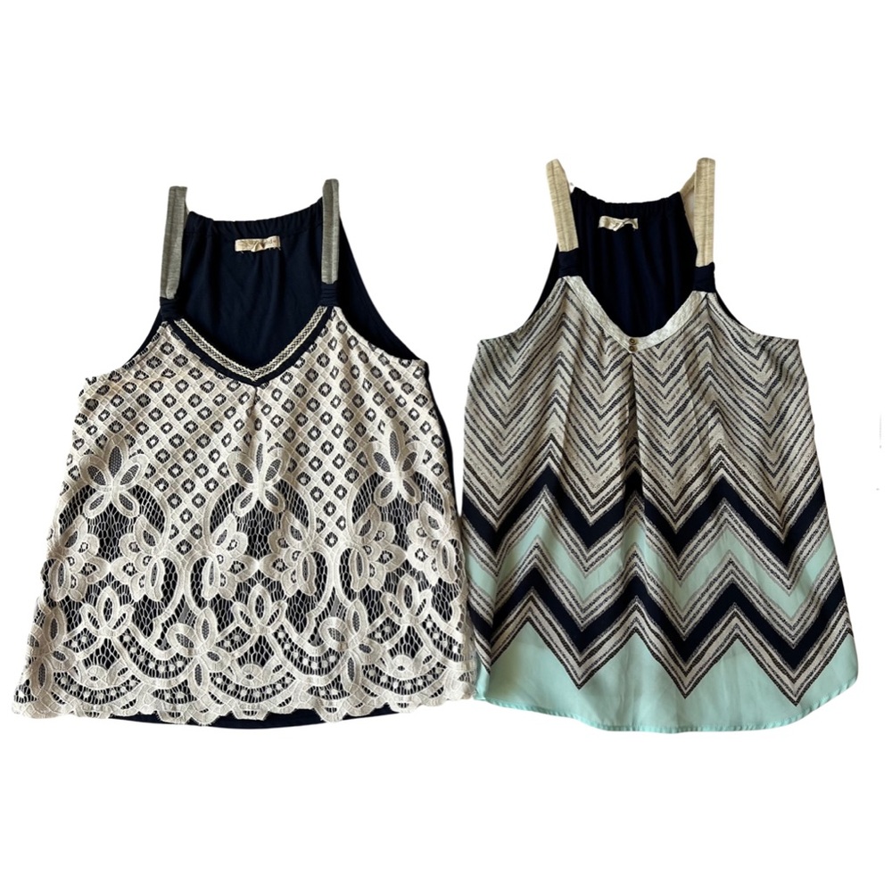 Cutest little tops! One lace overlay and the other a chevron pattern. Both Sz M
